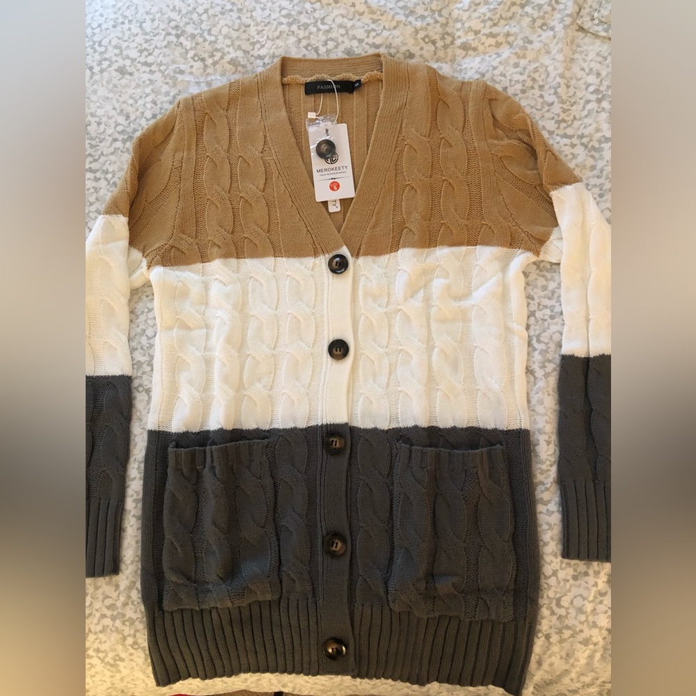 Color block cardigan